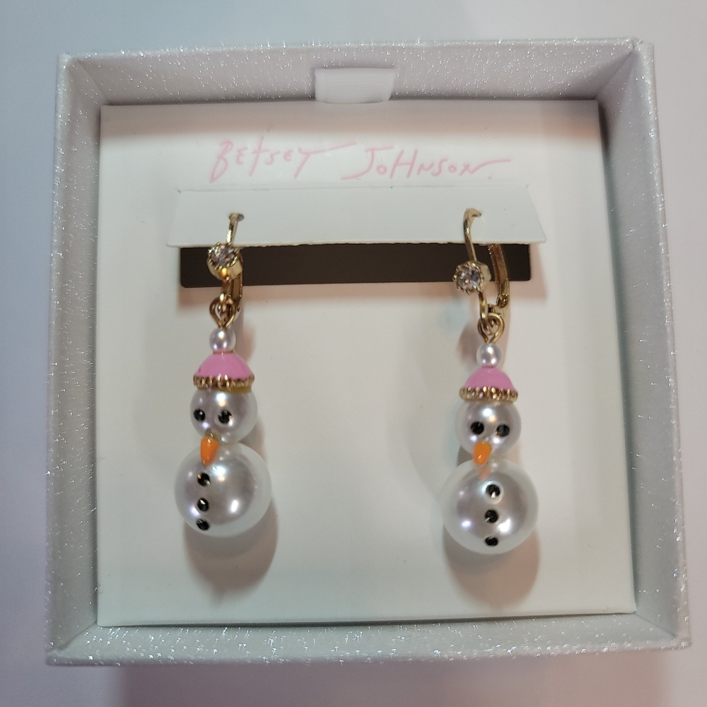 Betsey Johnson Christmas Charm Necklace AND Snowman Earrings - Picture 8 of 14